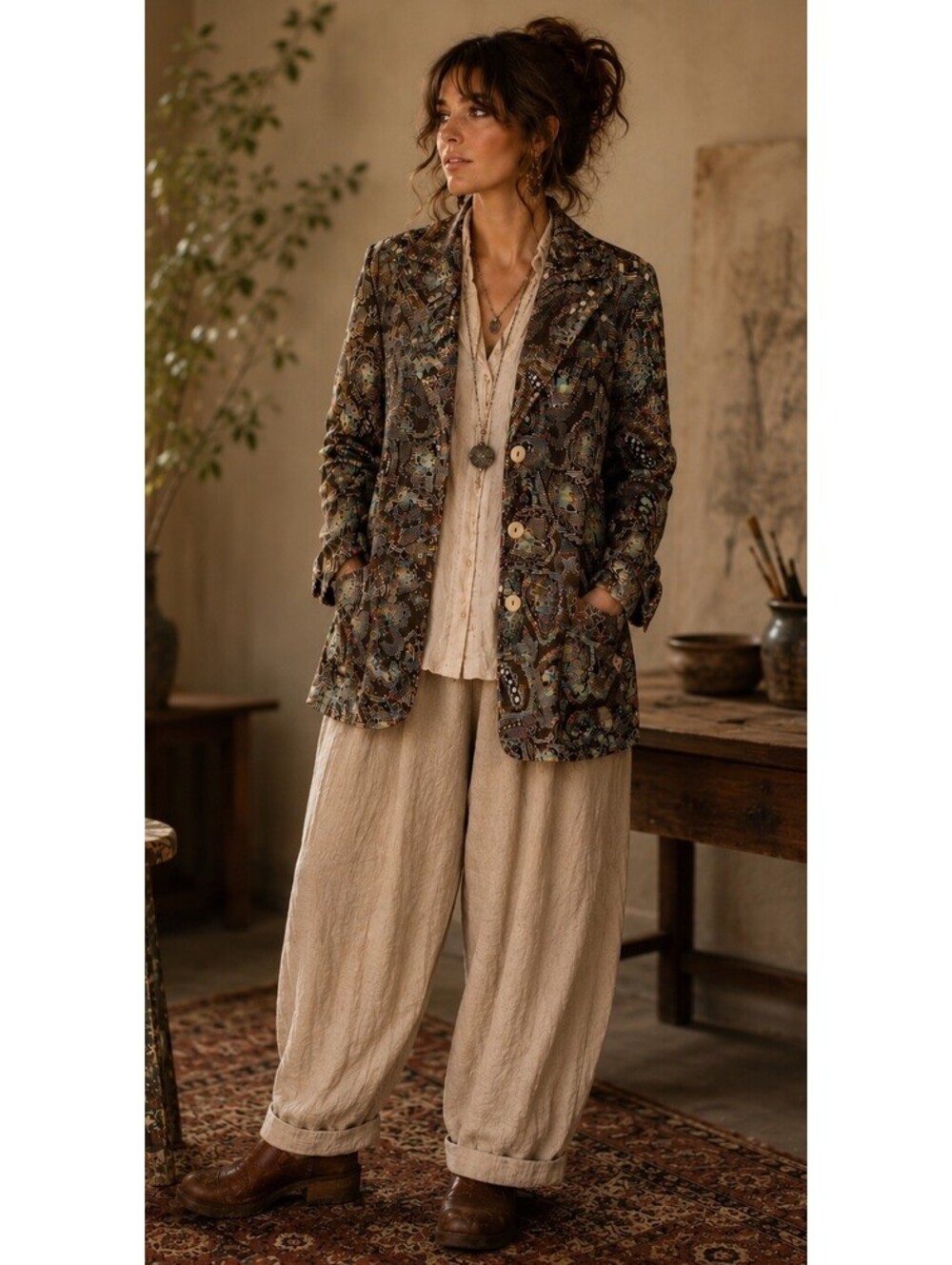 Youngja Design Zio Vintage Tapestry Paisley Jacket Wearable Art Lagenlook L